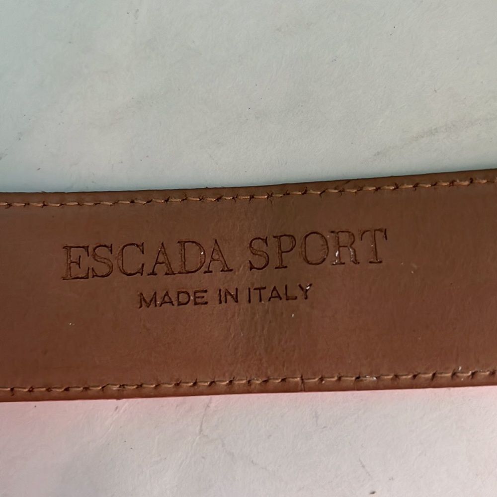 Escada Sport Pink Suede & Leather Monogram Belt – Size 36 - Flawed Gem - Picture 7 of 7